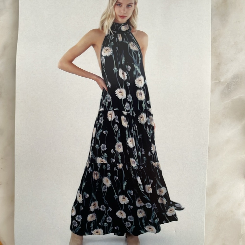 ESPECIA Women's Floral Print Halter Maxi Dress Size Small